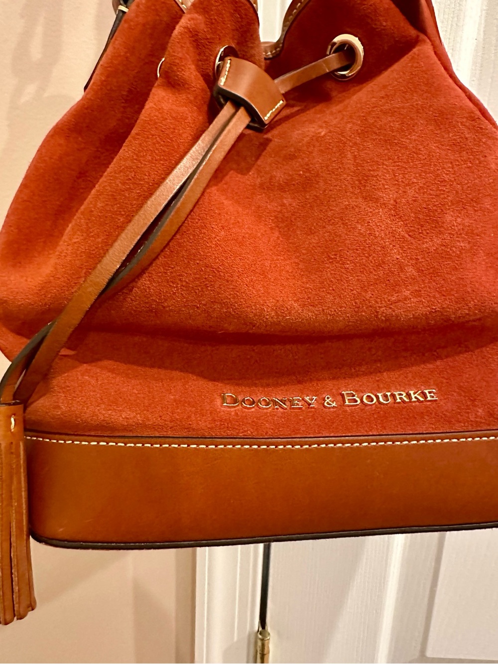 Dooney & Bourke Orange Suede Bucket Bag - Picture 2 of 12